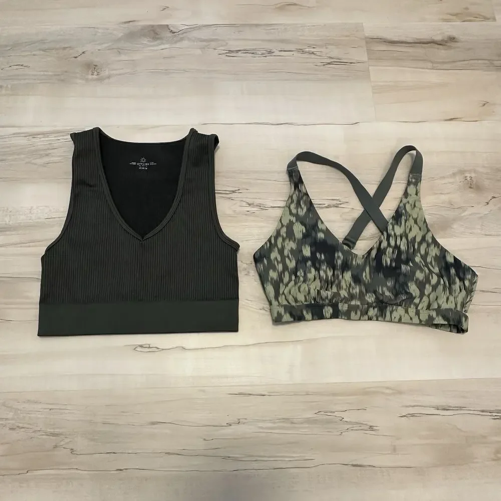 Aerie OFFLINE By Aerie Sports Bra Medium‎ Wire-free Stretch Cutout Lot of 2